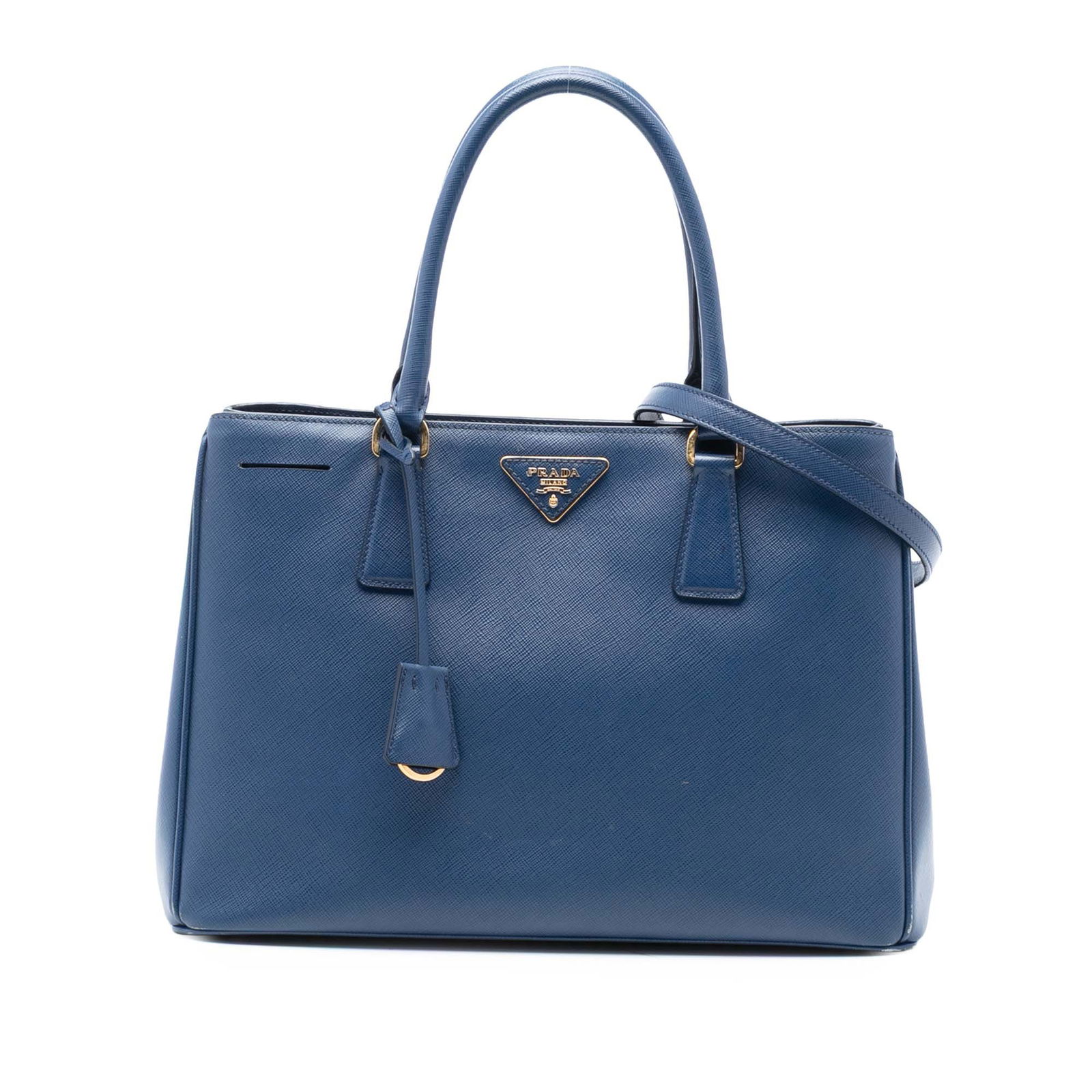Prada Blue Saffiano Leather Medium Galleria Satchel with Detachable Strap (1 of 7)