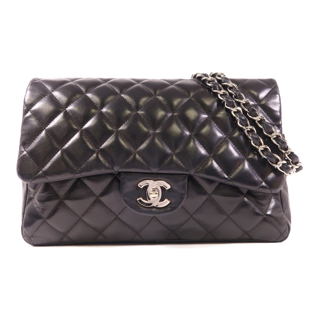 CHANEL Large Classic Shoulder Bag Black Calfskin Leather (1 of 17)