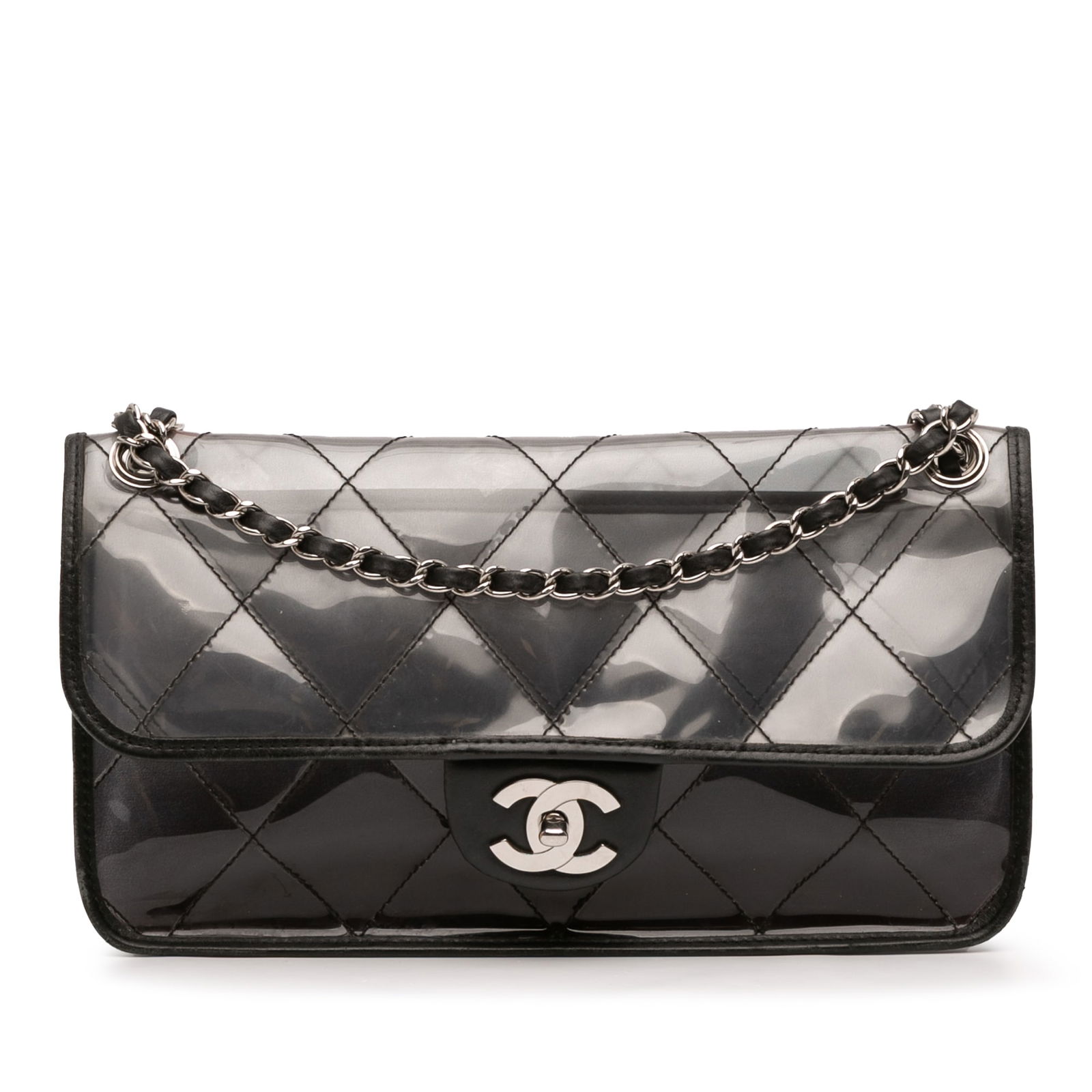 Chanel Stitched PVC Calfskin Naked Flap Bag Black Italy (1 of 13)