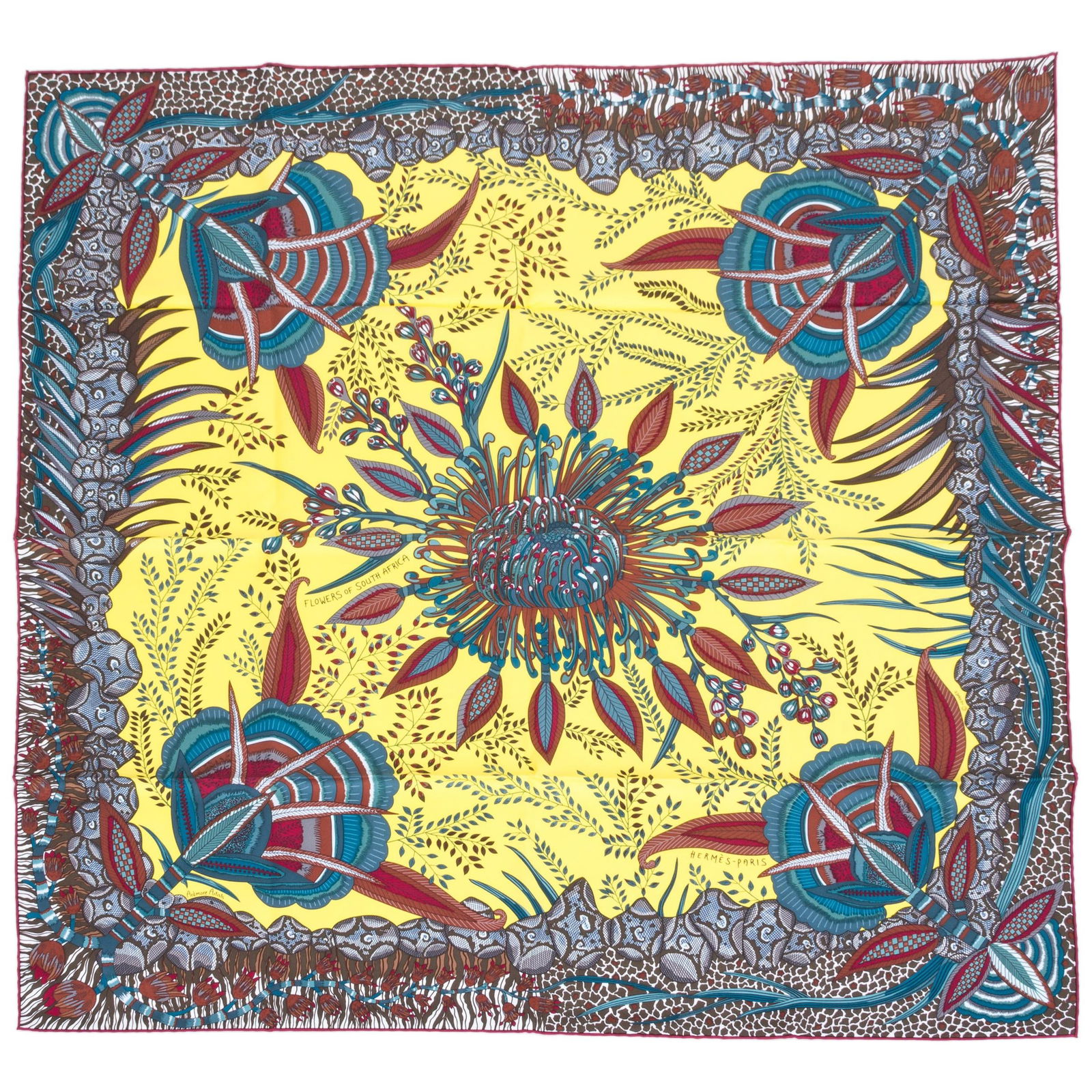 Hermes Flowers of South Africa Silk Twill Scarf 35 in by Ardmore Artists (1 of 5)