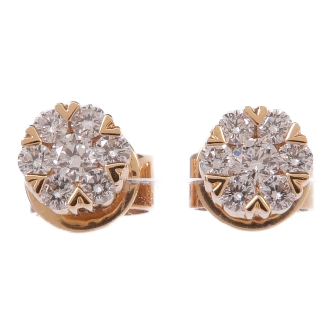JEWELRY 18K Pink Gold Diamond Pierced Earrings (1 of 7)