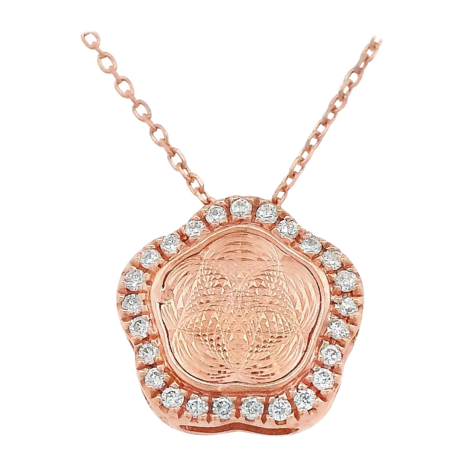 14k Rose Gold Abstract Diamond Pendant Necklace 0.07ct (1 of 4)