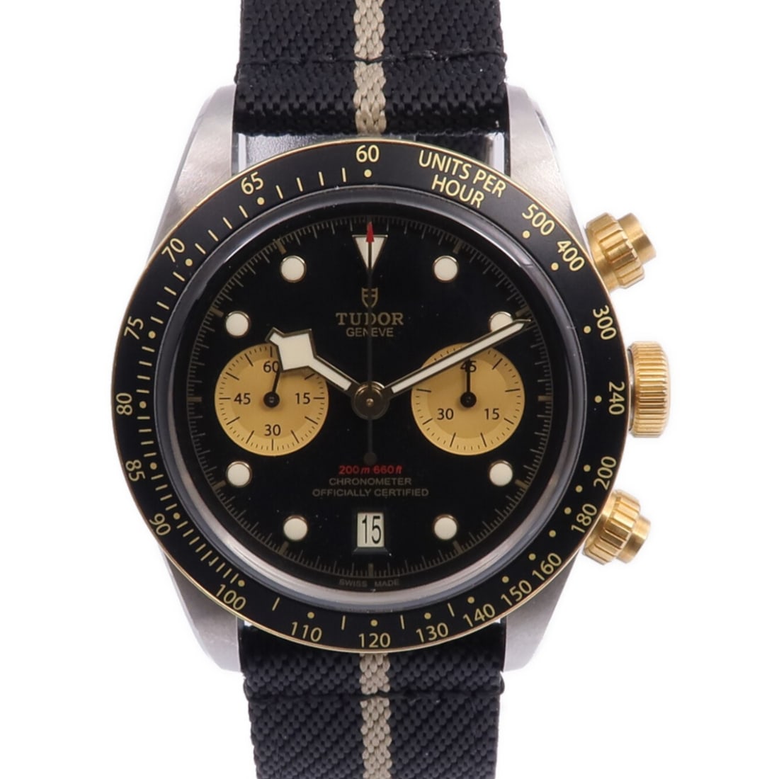 Automatic Stainless Steel Wristwatch Tudor Black Bay Chronograph 79363N: Automatic Stainless Steel Wristwatch Tudor Black Bay Chronograph 79363N The TUDOR Black Bay Chronograph 79363N is an automatic wristwatch crafted from stainless steel with a black dial and frame. Desi
