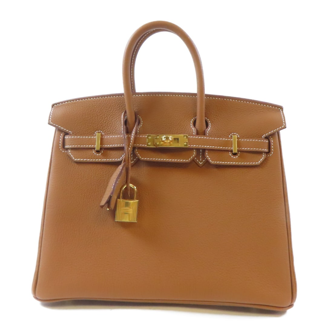 Hermes Birkin 25 Brown Togo Leather Handbag with Gold Tone Hardware: Hermes Birkin 25 Brown Togo Leather Handbag with Gold Tone Hardware This Hermes Birkin 25 handbag is expertly crafted from Togo calfskin leather in a sophisticated gold brown color. The bag features g
