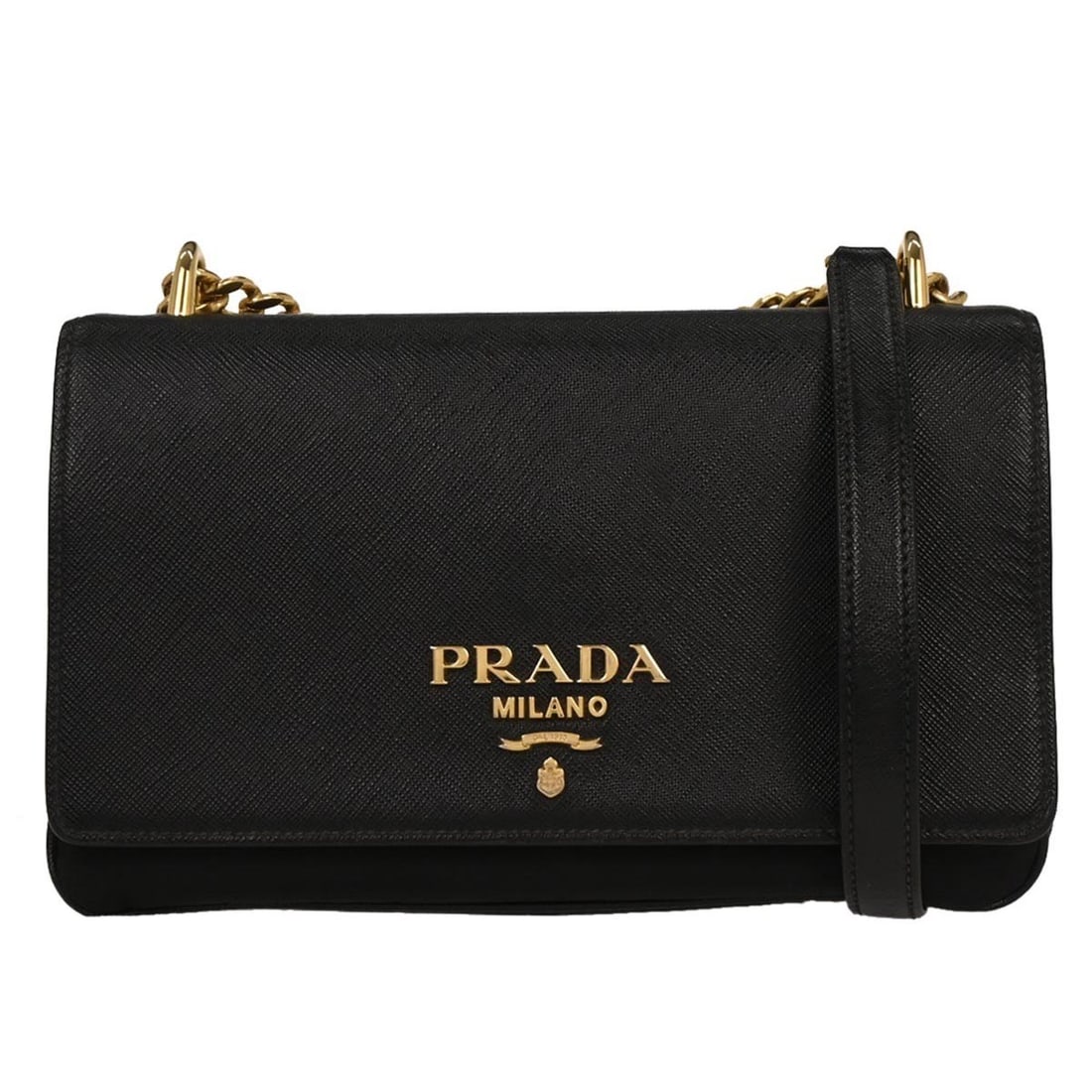 Black Prada Flap Shoulder Bag with Chain Strap (1 of 1)
