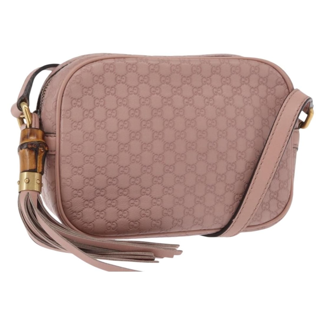 GUCCI Micro GG Canvas Bamboo Shoulder Bag Pink Gold 309538 Auth (1 of 18)