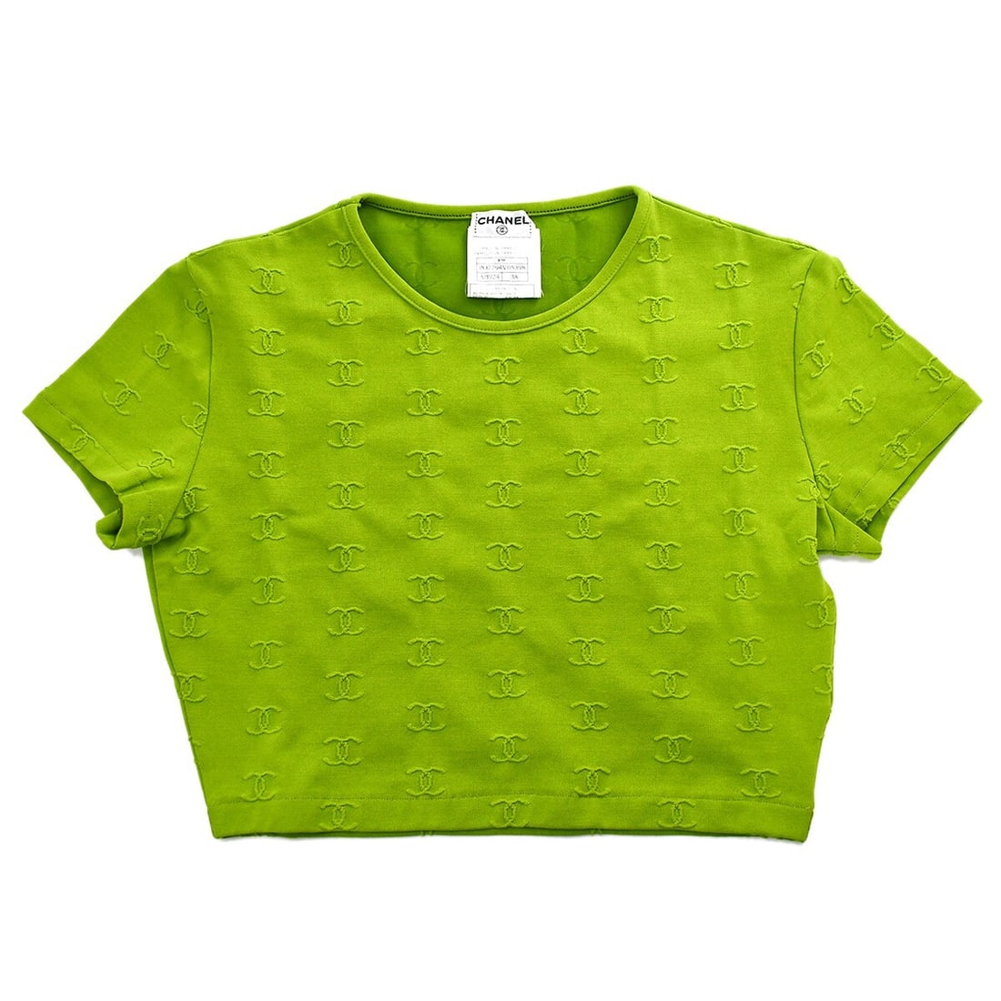 Chanel Vintage Green Cropped T-Shirt Size 38 Casual Style (1 of 10)