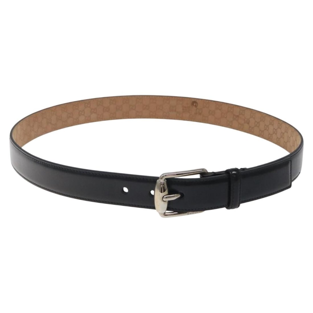 GUCCI 201766 Leather Belt Black 39.4in Made in Italy Auth (1 of 11)