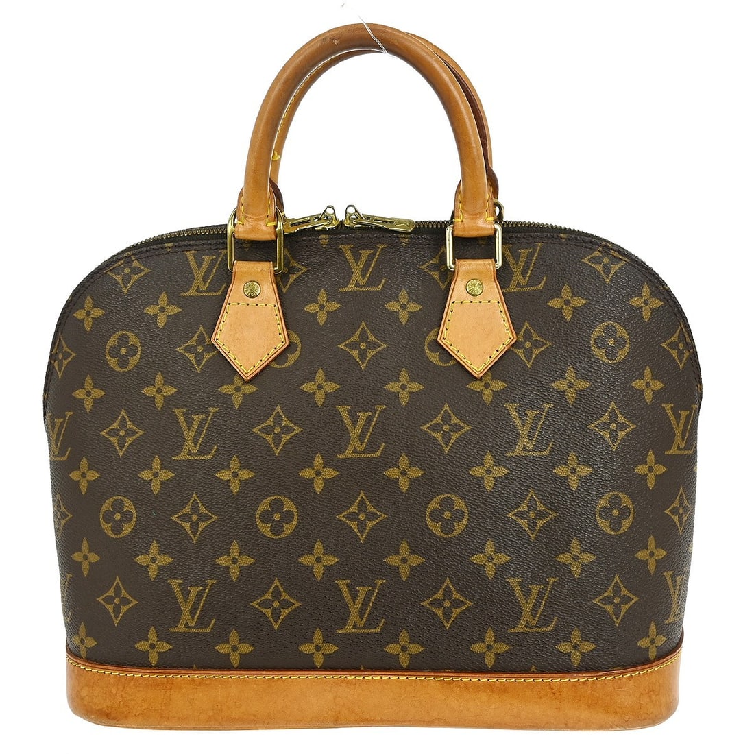 Alma brown handbag by Louis Vuitton pre-owned: Alma brown handbag by Louis Vuitton pre-owned This pre-owned Louis Vuitton Alma handbag features a classic brown design and is intended for female use. The bag shows signs of wear, including scuffs, s