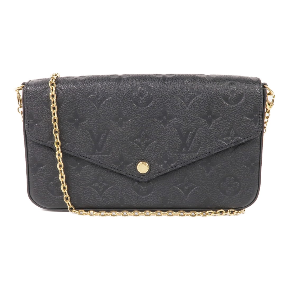 Louis Vuitton Felicie Pochette Black Calfskin Shoulder Bag Monogram Empreinte GHW (1 of 14)