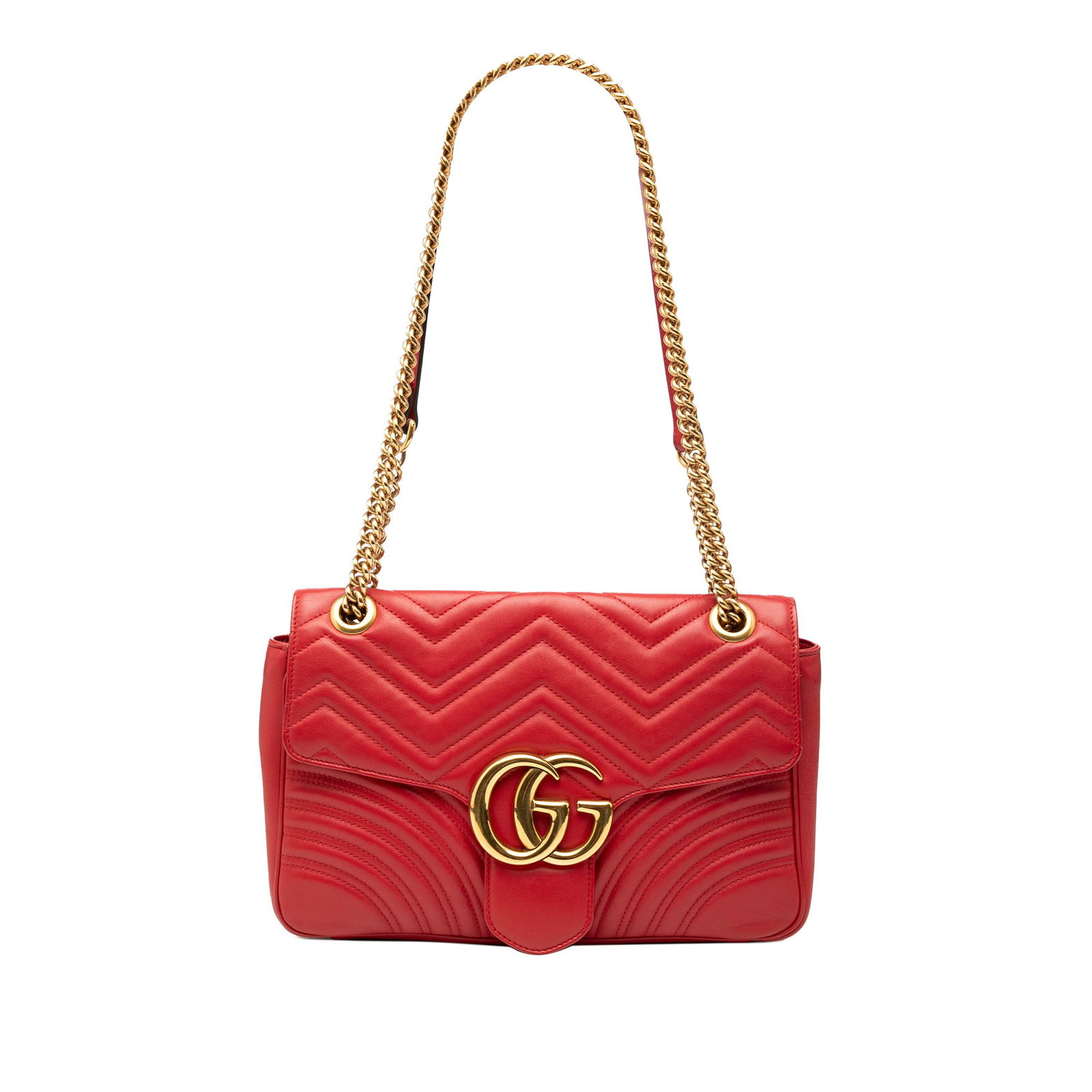 Gucci Large GG Marmont Red Leather Shoulder Bag (1 of 7)
