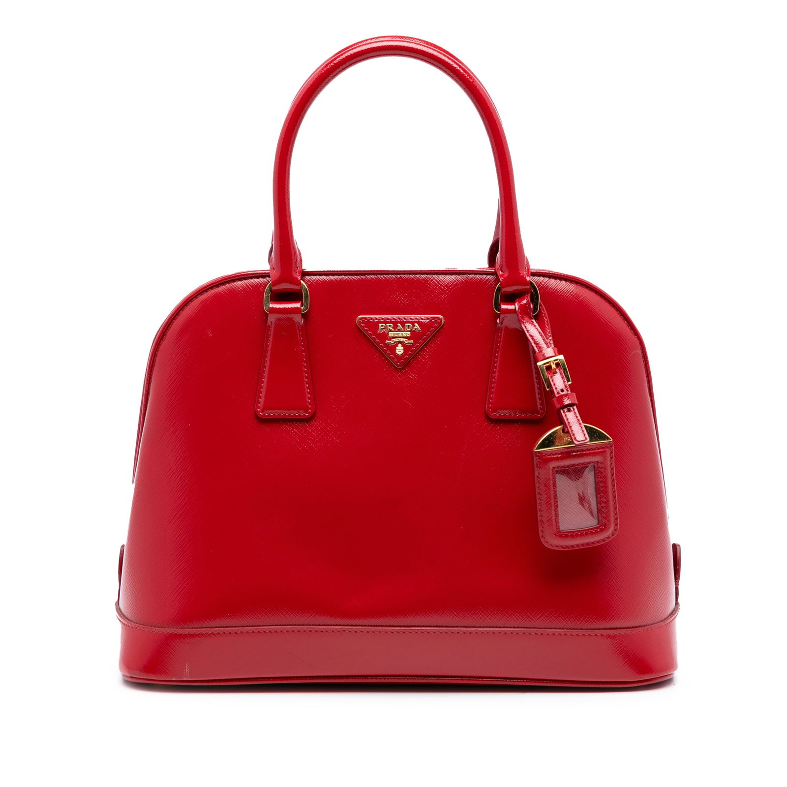 Prada Saffiano Vernice Medium Red Leather Promenade Satchel Handbag (1 of 8)