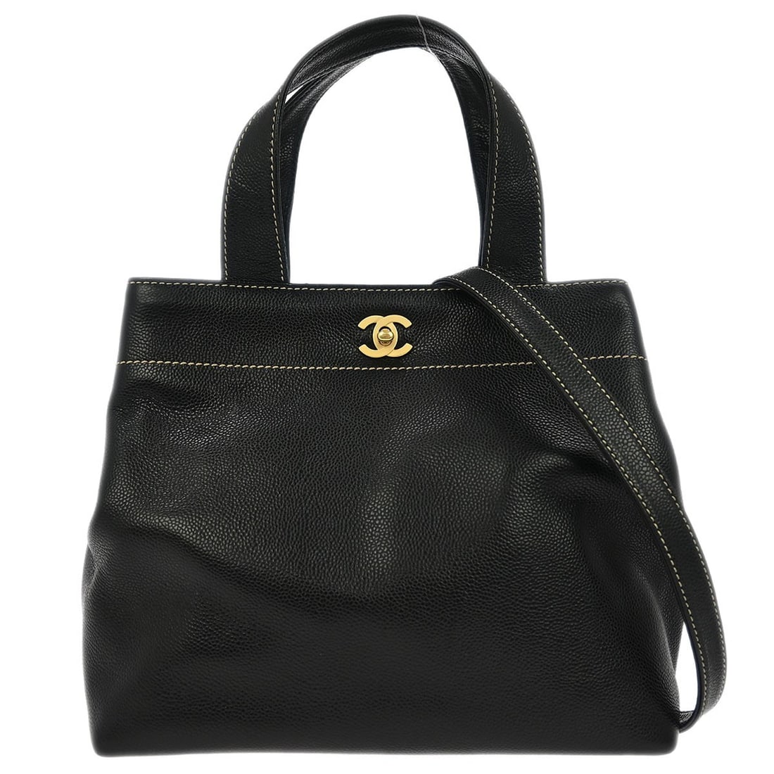 Chanel Convertible Tote Bag Black Vintage CC Turnlock (1 of 1)