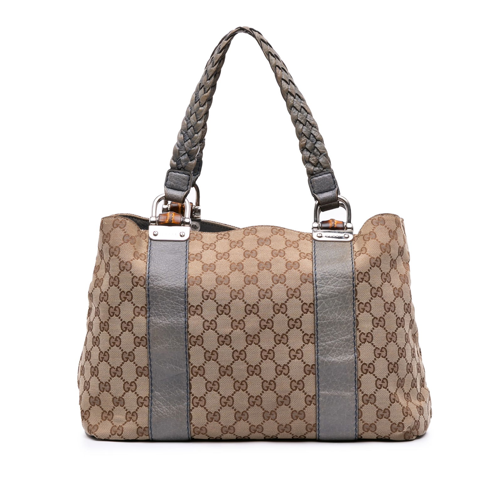 Gucci GG Canvas Bamboo Libeccio Tote Bag Brown Fabric Italy (1 of 11)