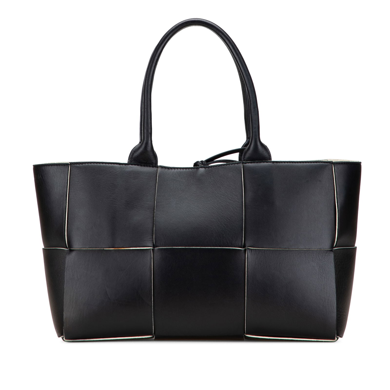 Bottega Veneta Small Nappa Maxi Intrecciato Arco Tote Black Leather Bag: Bottega Veneta Small Nappa Maxi Intrecciato Arco Tote Black Leather Bag Introducing the Bottega Veneta Small Nappa Maxi Intrecciato Arco Tote, a sophisticated and stylish accessory crafted from premiu