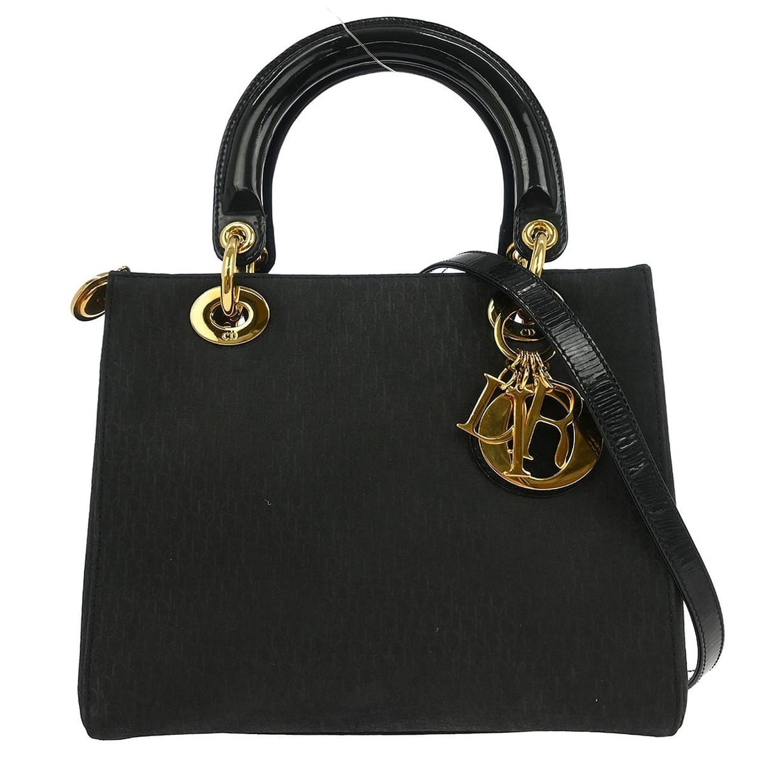 Dior Black Suede Lady Dior Trotter 2way Handbag MA-0091: Dior Black Suede Lady Dior Trotter 2way Handbag MA-0091 This elegant Christian Dior Lady Dior Trotter 2-way handbag in luxurious black suede is perfect for casual occasions. The bag features a classic