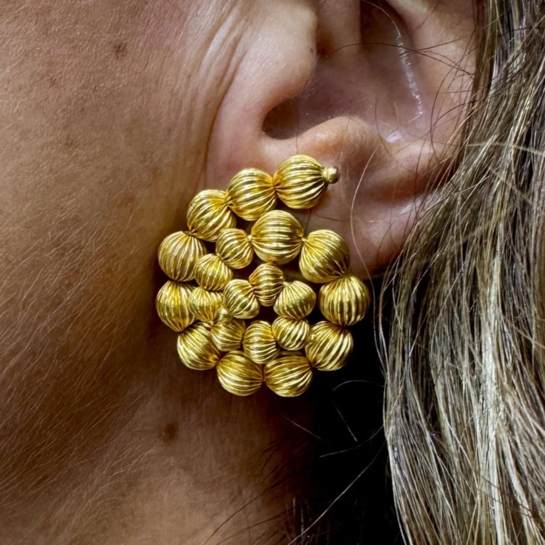 18K Yellow Gold Earrings by Lalaounis 1.25 Inch Length (1 of 3)