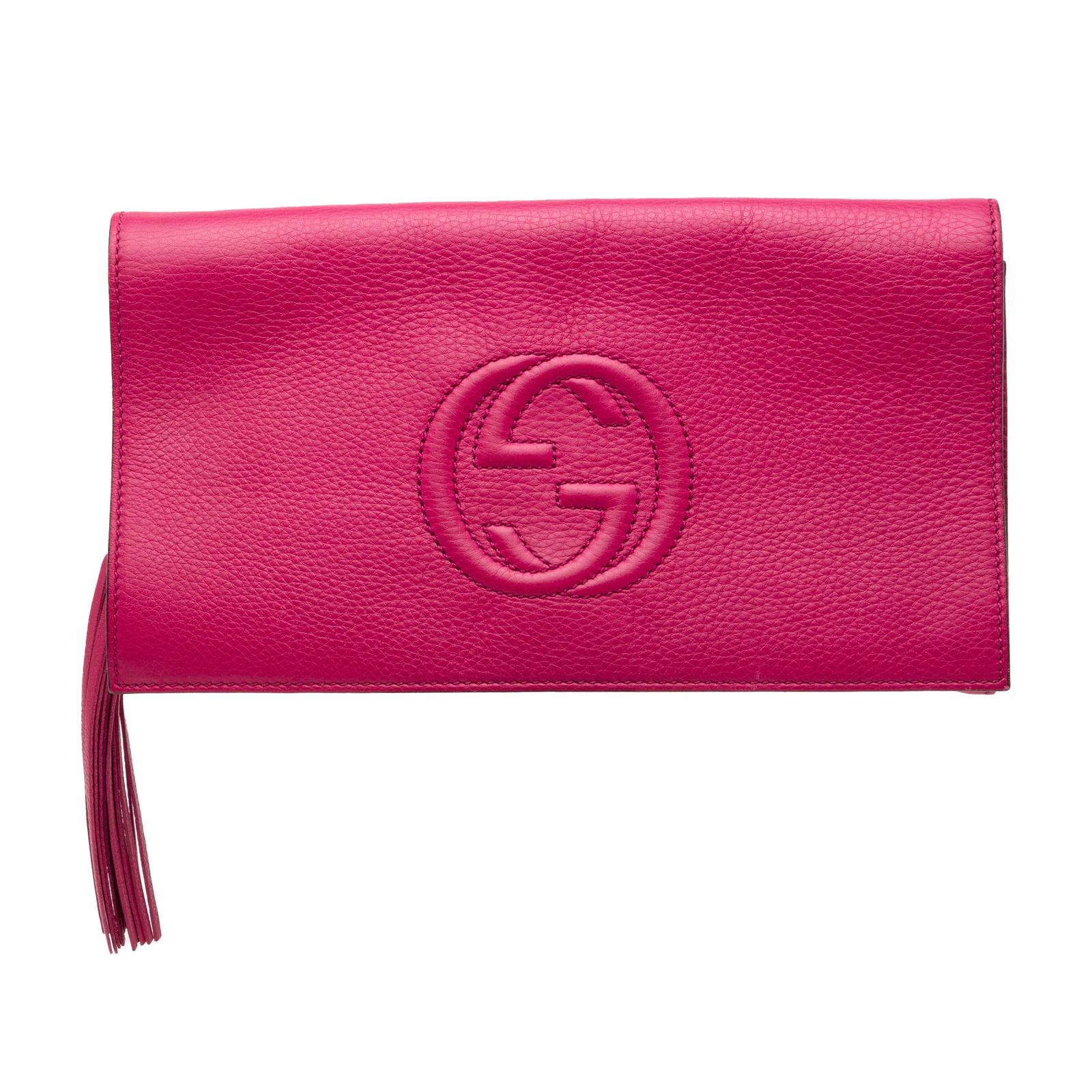 Gucci Soho Disco Pink Leather Clutch with Tassel Detail (1 of 7)