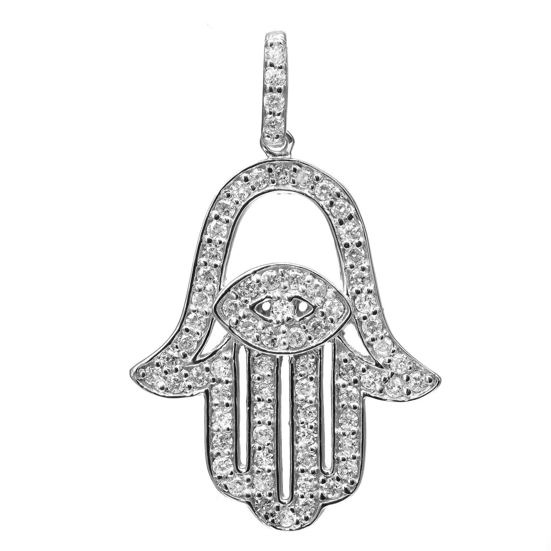 Rachel Koen Hamsa Pendant 14K White Gold 0.62ct Round Diamonds (1 of 5)