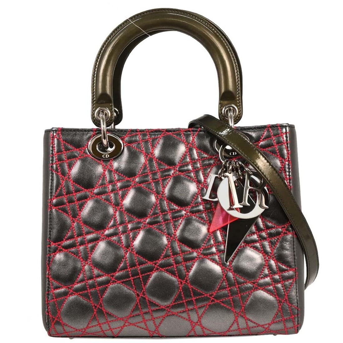 Dior Gray Anselm Reyle Lady Dior Cannage Handbag 9x8x5 (1 of 10)