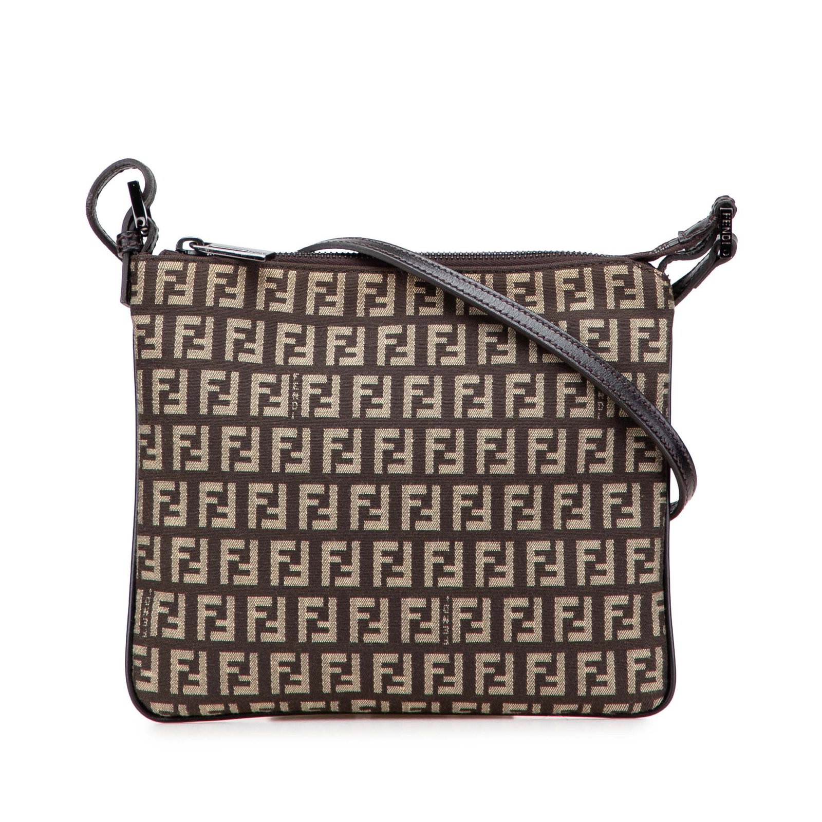 Fendi Zucchino Canvas Crossbody Bag Brown Fabric Italy (1 of 10)
