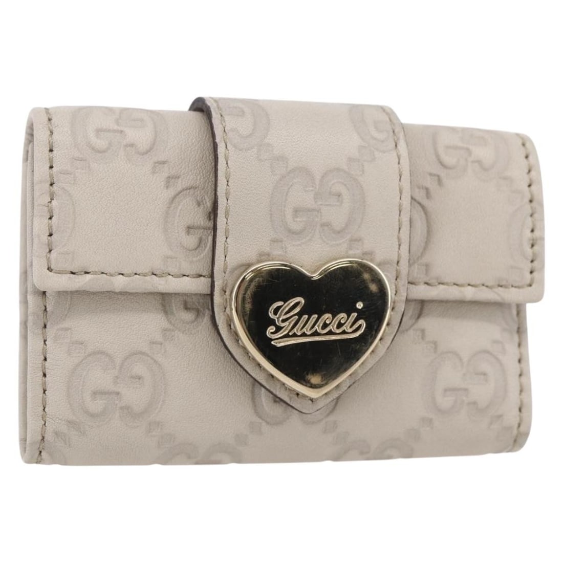 GUCCI Guccissima GG Canvas Key Case White Leather 203551 Auth: GUCCI Guccissima GG Canvas Key Case White Leather 203551 Auth This elegant GUCCI Guccissima GG Canvas Key Case is crafted from high-quality leather in a sophisticated white color. Designed for functio