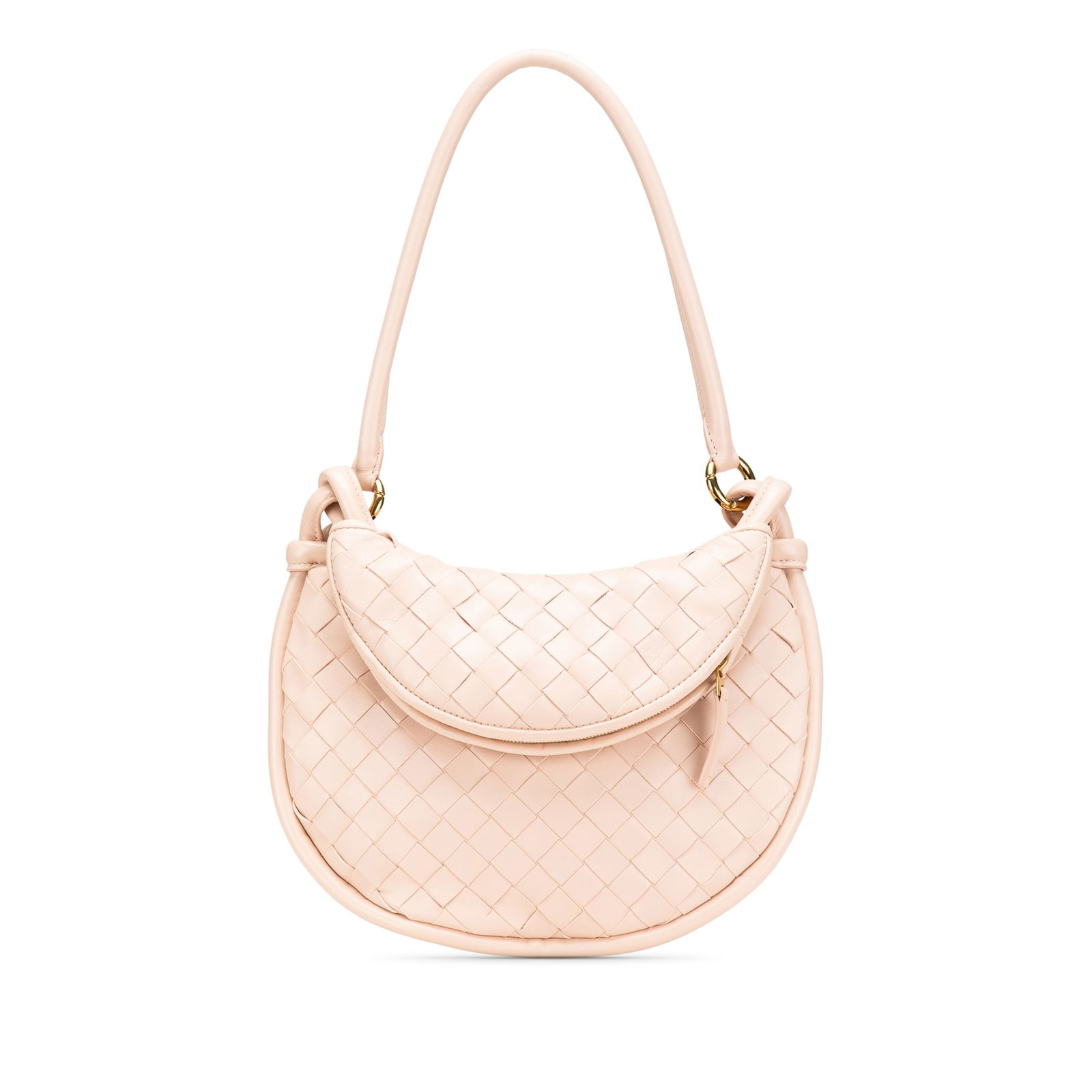 Bottega Veneta Pink Small Nappa Intrecciato Gemelli Hobo Bag: Bottega Veneta Pink Small Nappa Intrecciato Gemelli Hobo Bag The Bottega Veneta Small Nappa Intrecciato Gemelli Hobo is a beautifully crafted bag made from woven nappa leather, showcasing a stylish an
