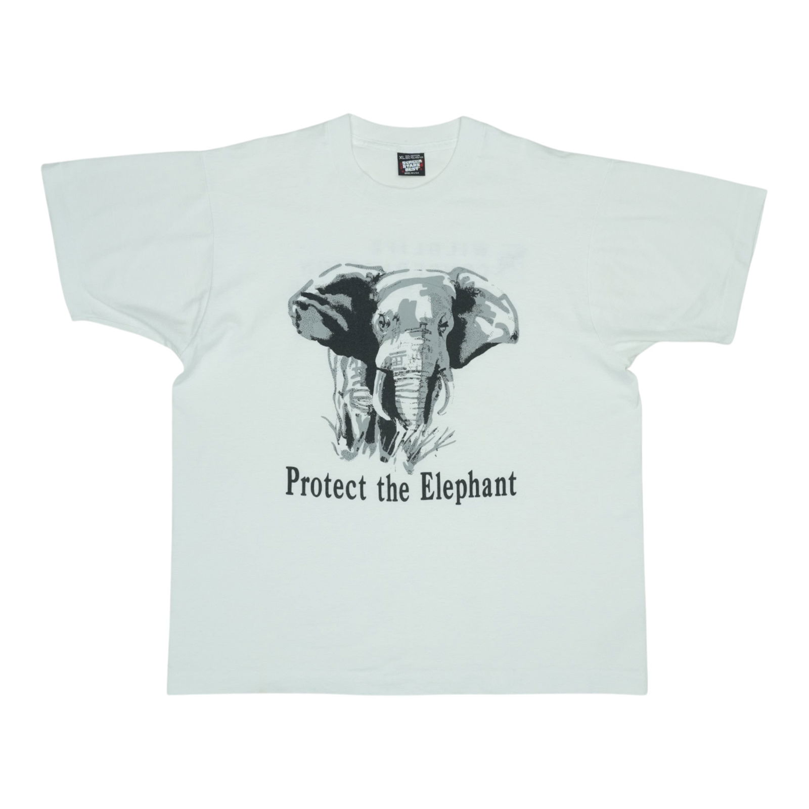 1990s Protect The Elephant Vintage New York Shirt White Cotton: 1990s Protect The Elephant Vintage New York Shirt White Cotton Step back in time with this original vintage 1990s Protect The Elephant New York Shirt. This true vintage piece features striking front a