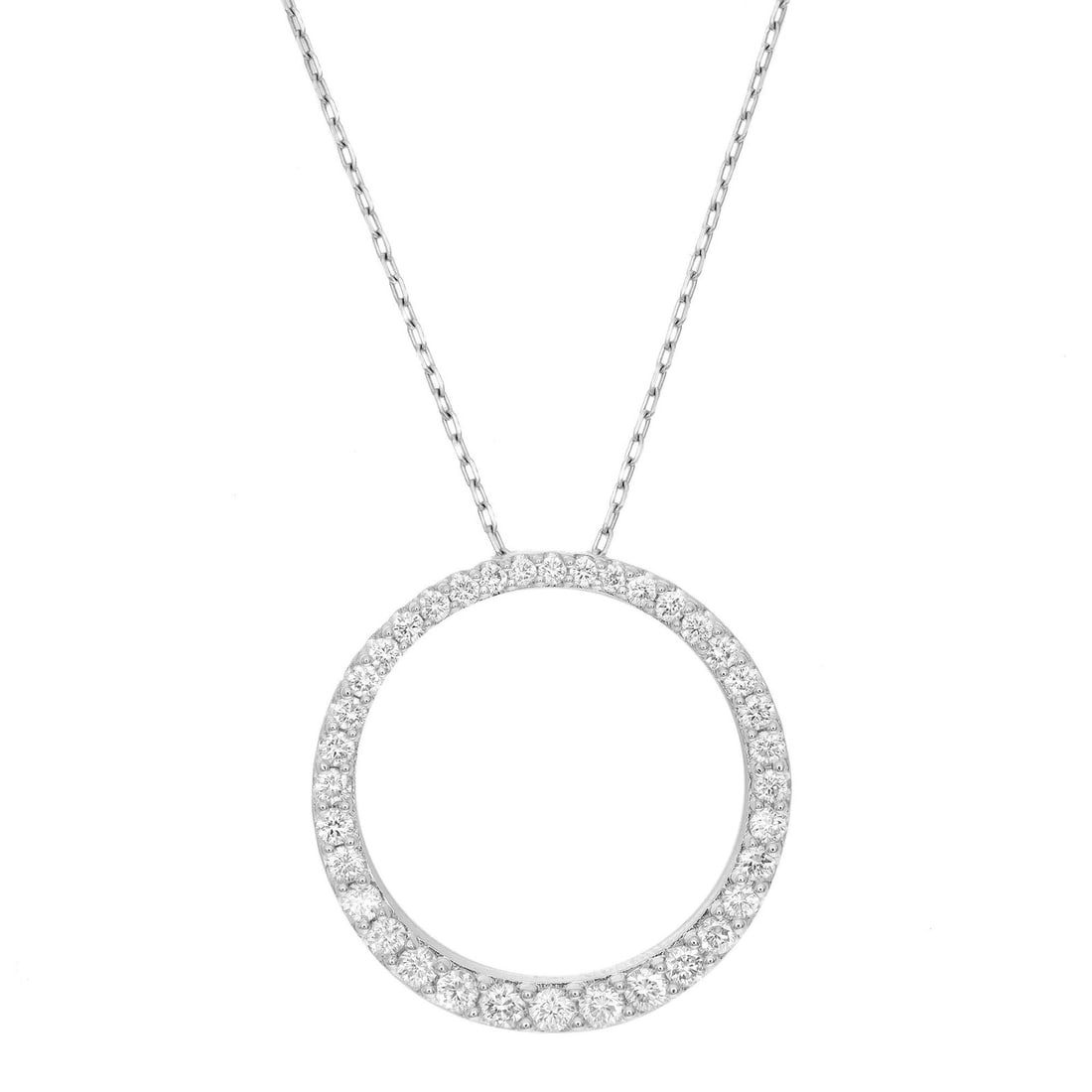 Rachel Koen 1.00Cttw Round Diamond Circle Pendant 14K White Gold Necklace (1 of 6)