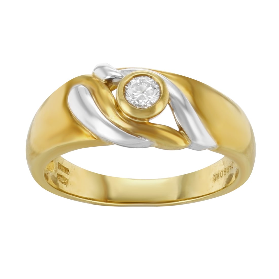 Rachel Koen 0.15ct Bezel Set Diamond Cocktail Ring 18K Gold Size 8 (1 of 3)