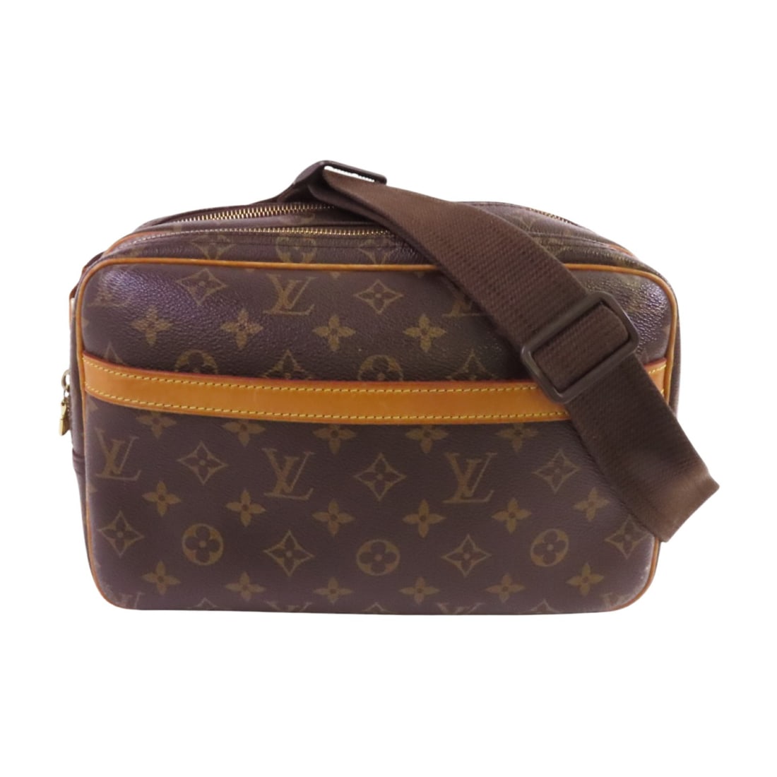 LOUIS VUITTON Reporter PM Shoulder Bag Monogram Brown GHW M45254: LOUIS VUITTON Reporter PM Shoulder Bag Monogram Brown GHW M45254 This authentic Louis Vuitton Reporter PM shoulder bag is a stylish accessory that combines functionality with the brand's iconic monogr