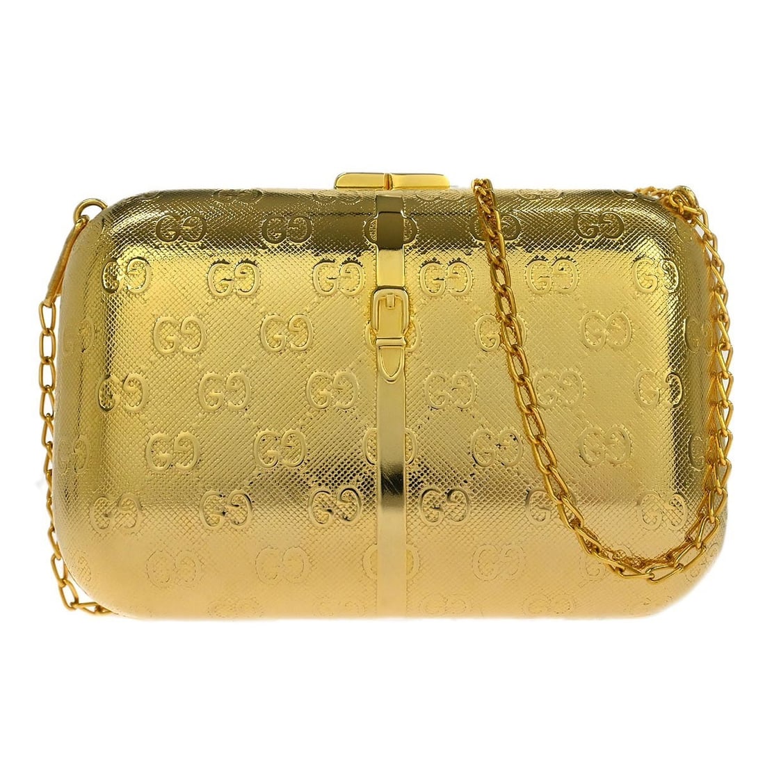 Gucci Vintage Gold Metal GG Shoulder Pouch Bag (1 of 7)