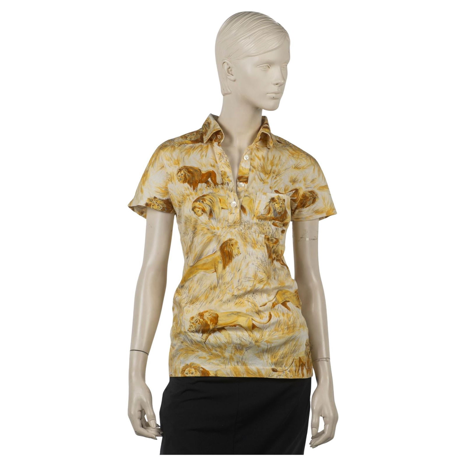 Hermes Lion Short Sleeve Cotton Shirt Large Italy 21st Century (1 of 7)