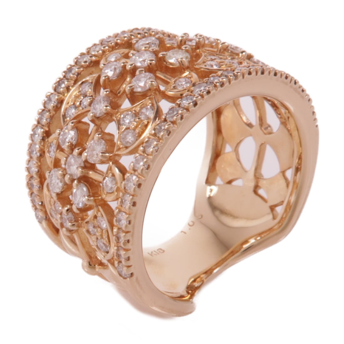 Elegant 18K Pink Gold Diamond Ring US 5.75 (1 of 8)