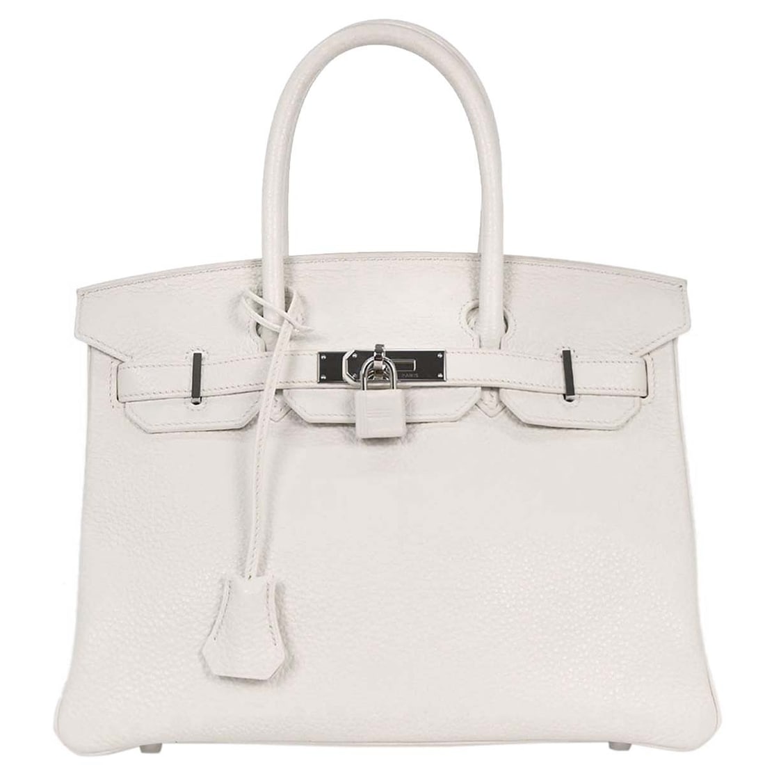 HERMES White Taurillon Clemence Birkin 30 Handbag RNN011AP (1 of 10)