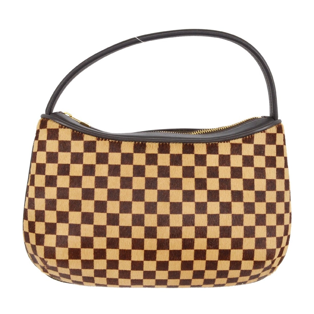 Louis Vuitton Tiger Damier Sauvage Handbag M92132 Fur Leather Brown: Louis Vuitton Tiger Damier Sauvage Handbag M92132 Fur Leather Brown The Louis Vuitton Damier Sauvage Tiger Handbag is a stylish accessory perfect for casual occasions. This small top handle bag featur