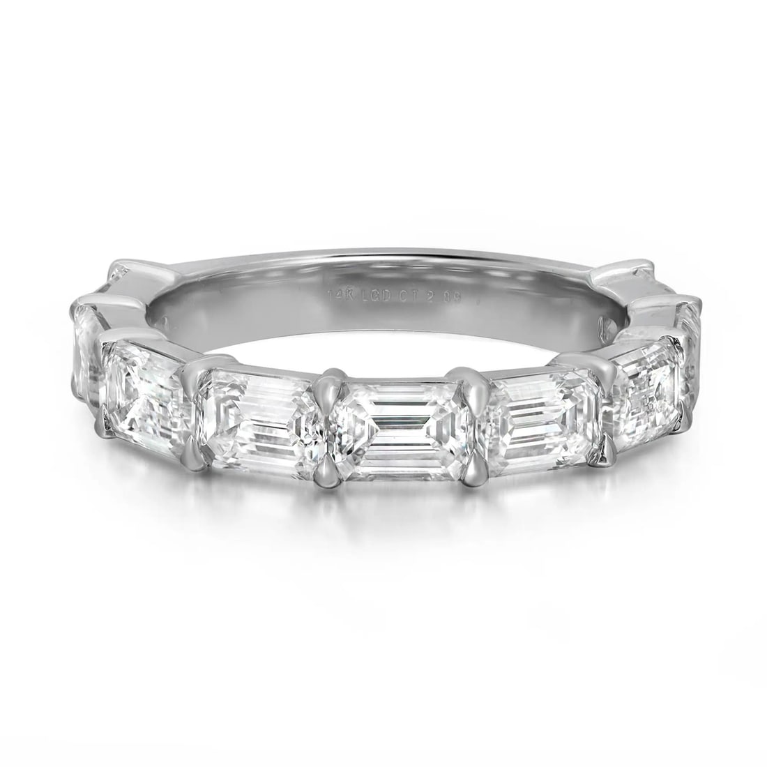 Rachel Koen Emerald Cut Lab Grown Diamond Eternity Band Ring 14K White Gold 2.89Cttw Size 6 (1 of 5)