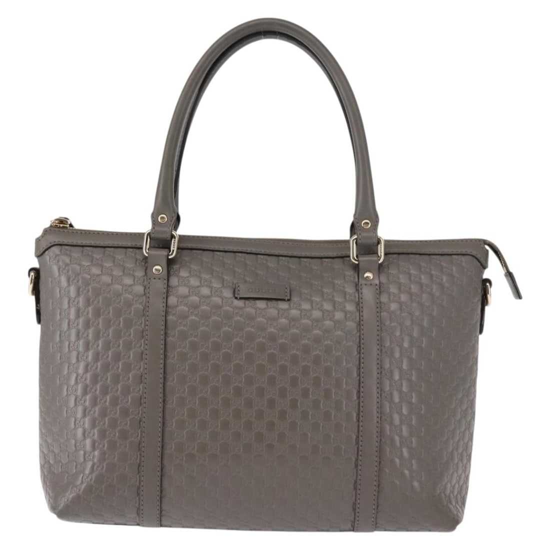 Gucci Micro GG Guccissima Britt Convertible Satchel Gray: Gucci Micro GG Guccissima Britt Convertible Satchel Gray This pre-owned Gucci Britt Convertible Dome Satchel in gray features the signature Micro GG Guccissima pattern. It is designed for female use a