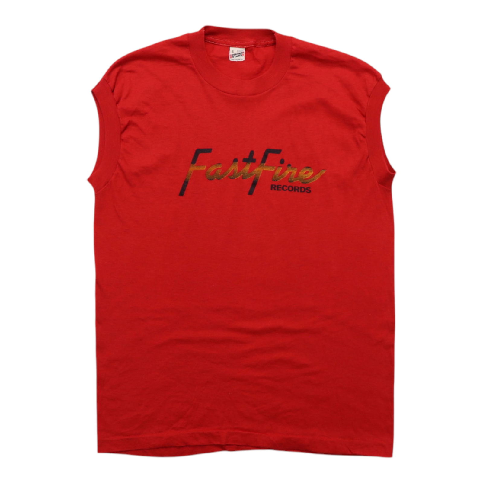 1985 Gene Chandler Vintage Fast Fire Records Red Sleeveless Shirt: 1985 Gene Chandler Vintage Fast Fire Records Red Sleeveless Shirt Discover this original vintage 1985 Gene Chandler Fast Fire Records sleeveless shirt, a true collector's item. Made from a comfortable