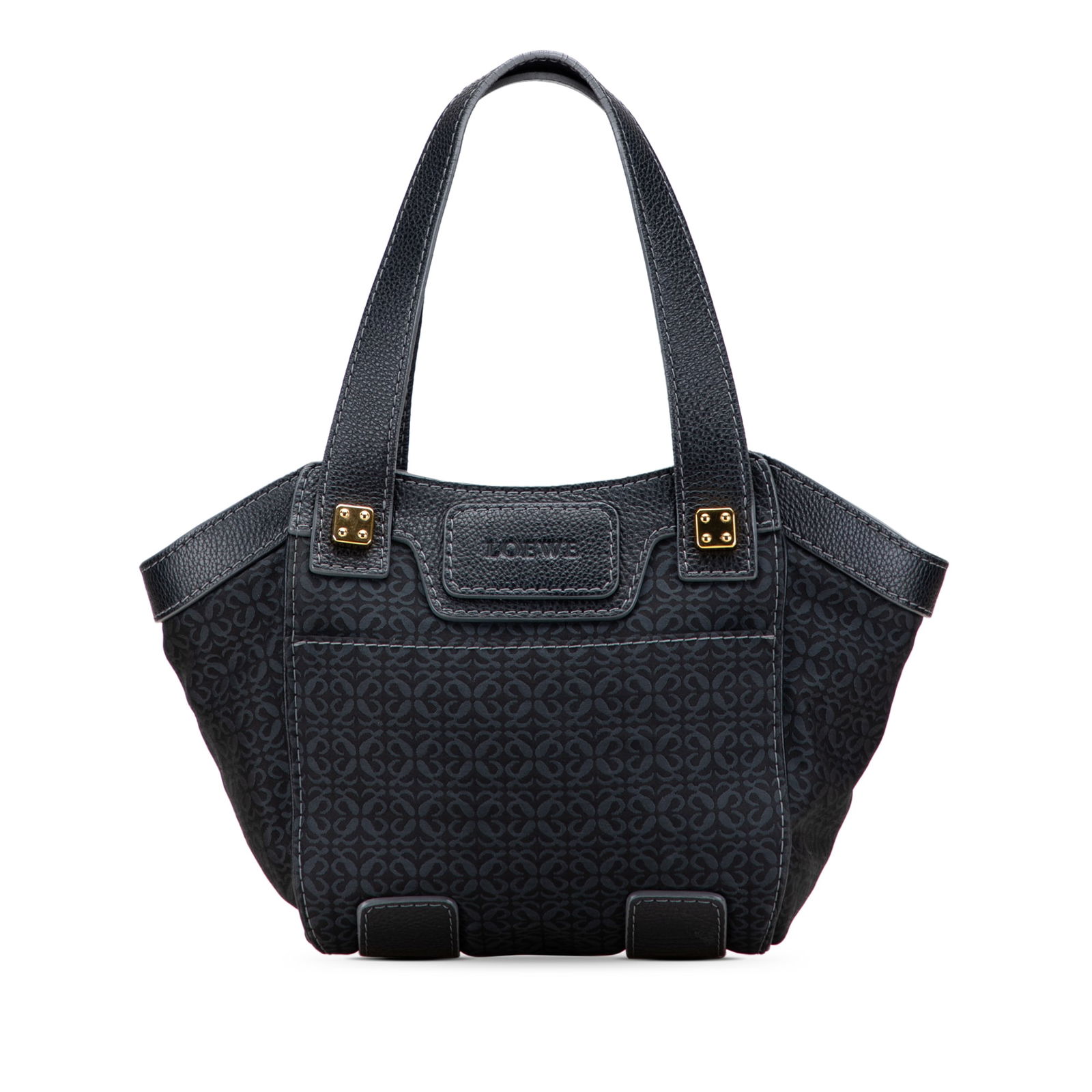 LOEWE Anagram Canvas Tote Black with Leather Trim (1 of 11)