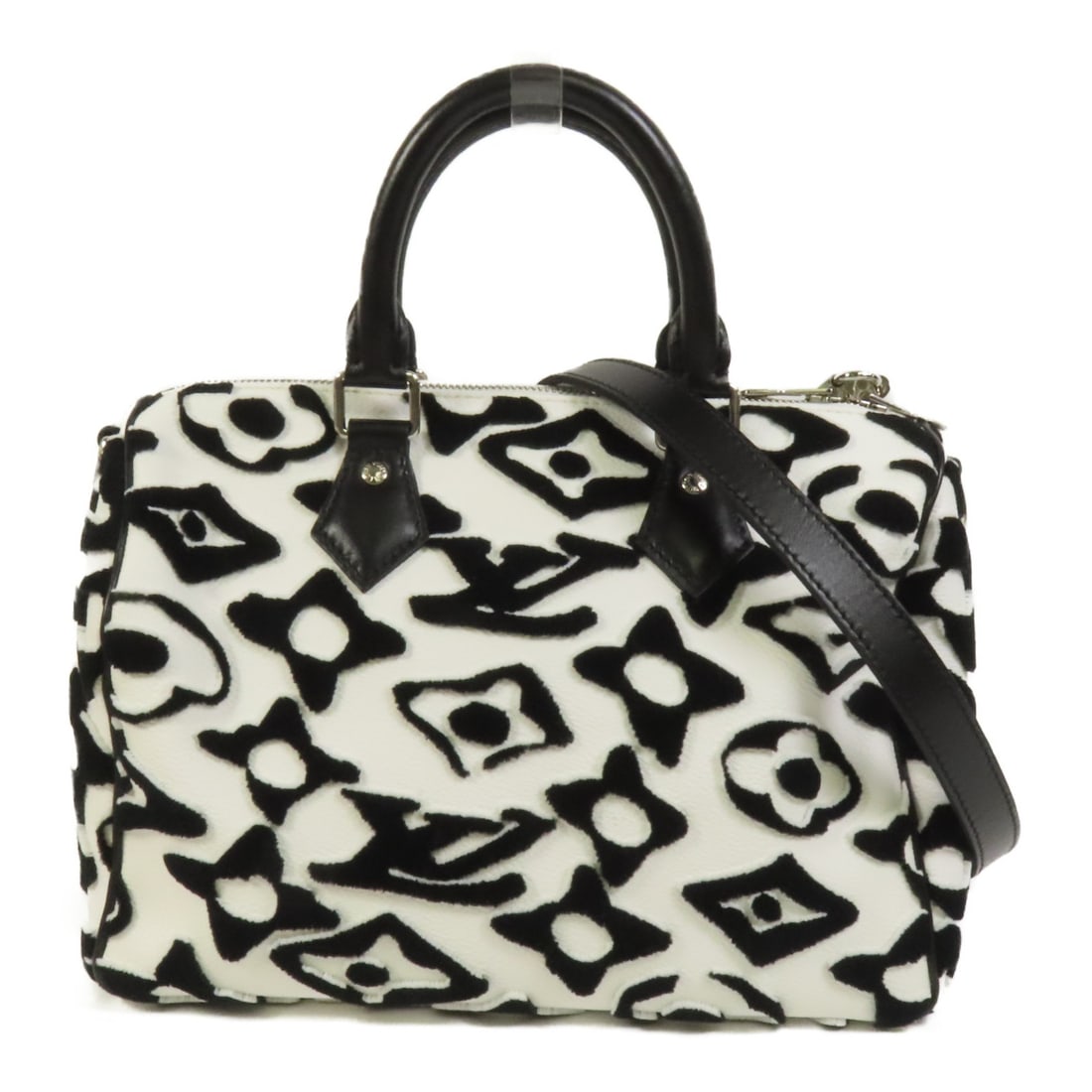 LOUIS VUITTON Speedy Bandouliere 25 2way Shoulder Bag Black White M45563 (1 of 16)