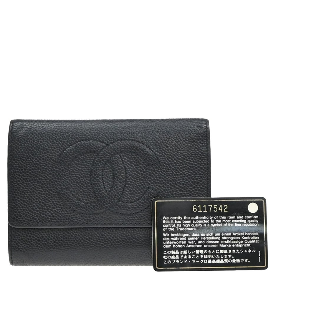 Black Chanel Trifold Wallet with CC Logo Design (1 of 1)