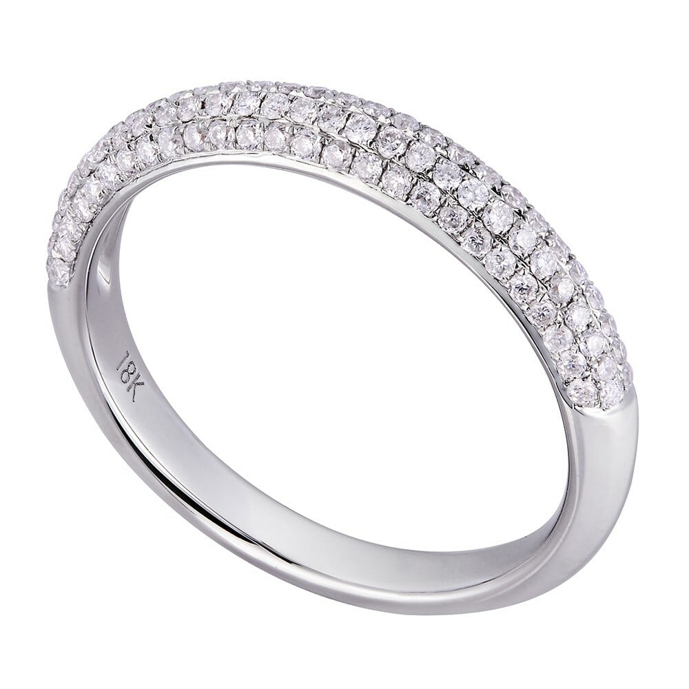 Rachel Koen 18K White Gold Diamond Wedding Band 0.50 ct: Rachel Koen 18K White Gold Diamond Wedding Band 0.50 ct This exquisite wedding/anniversary band features a stunning setting of dazzling round diamonds totaling 0.50 carats, crafted from luxurious 18K