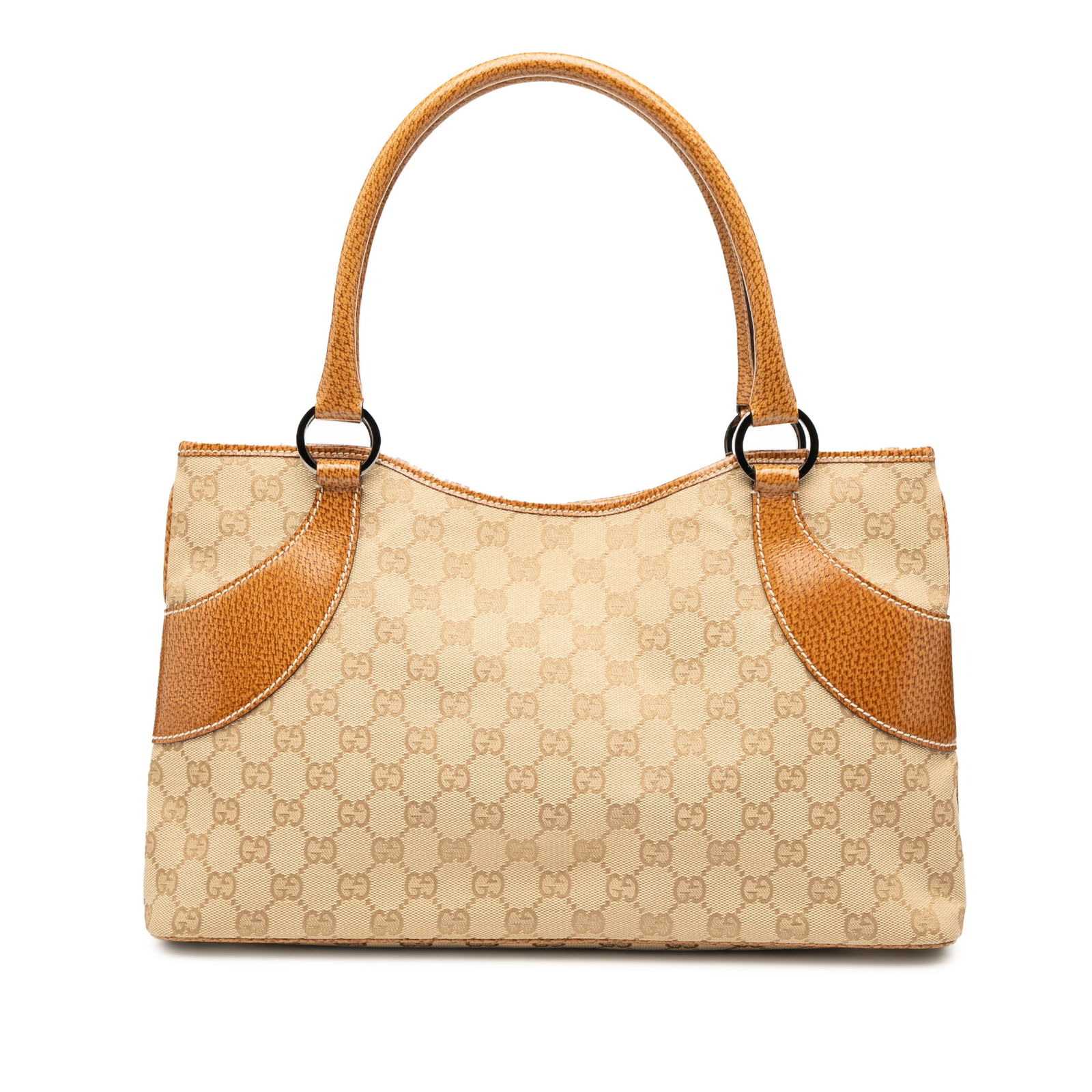 Gucci GG Canvas Tote Bag with Leather Trim and Zip Pocket (1 of 8)