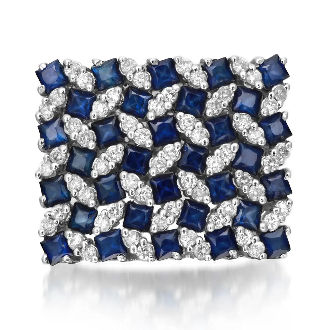 Rachel Koen 14K White Gold Blue Sapphire Diamond Cocktail Ring 2.44Ctw 0.56Ctw Size 6.75: Rachel Koen 14K White Gold Blue Sapphire Diamond Cocktail Ring 2.44Ctw 0.56Ctw Size 6.75 This exquisite cocktail ring, designed by Rachel Koen, is a stunning blend of elegance and vibrant color. Craft