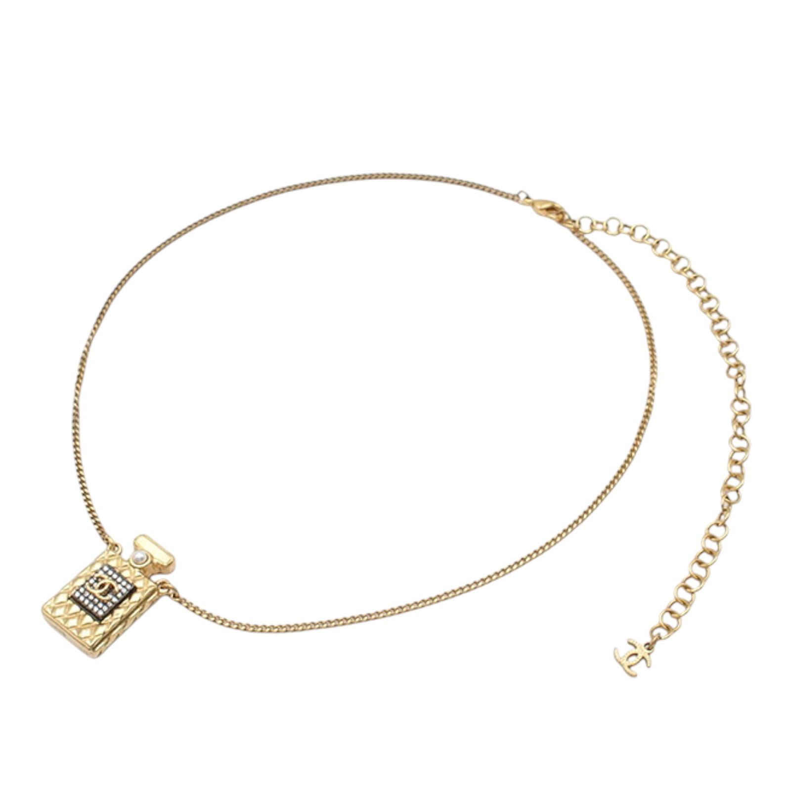 Chanel Perfume Bottle Pendant Necklace with Crystals and Faux Pearls (1 of 9)