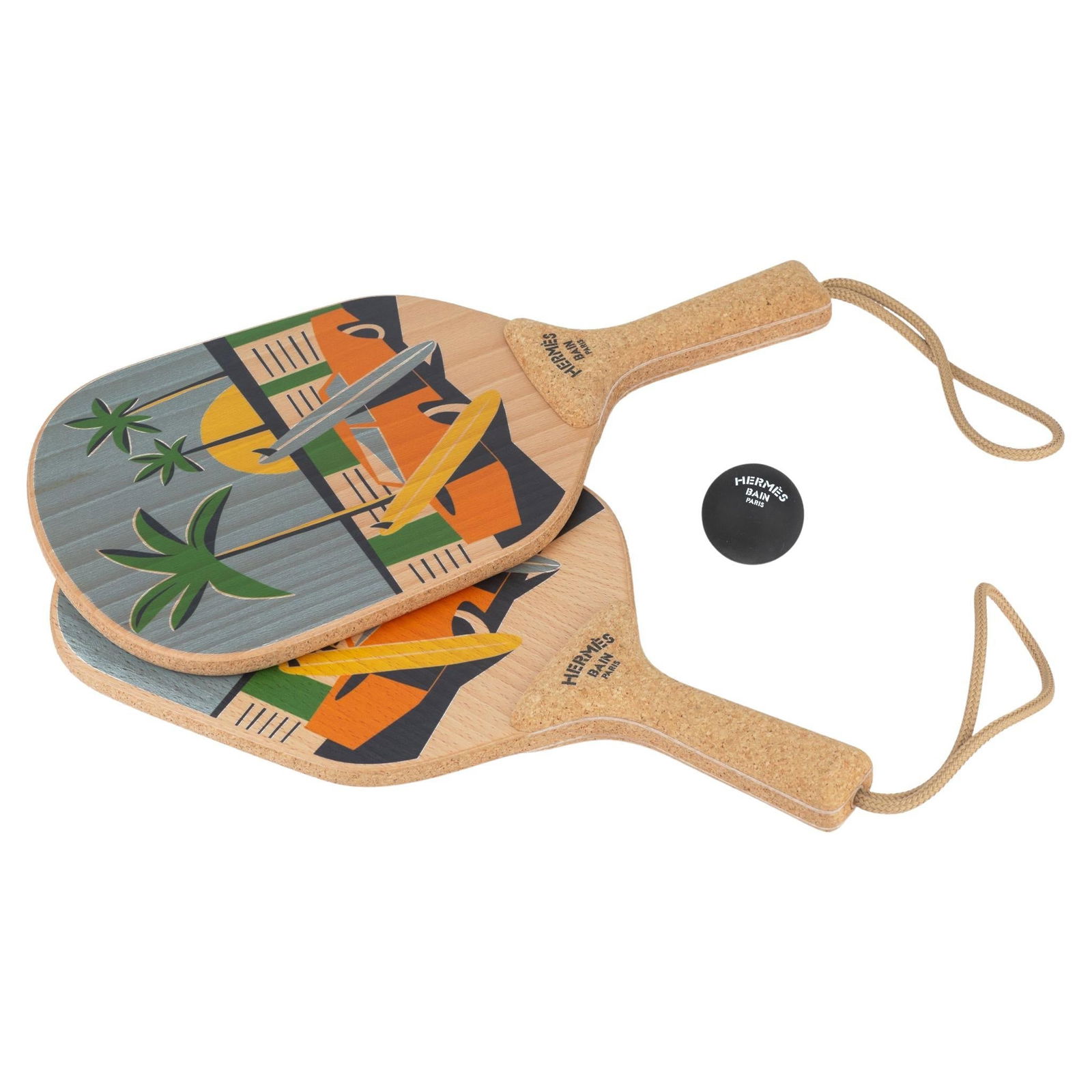 Hermes Set of 2 Luxury Beach Rackets with Dust Cover and Ball (1 of 7)