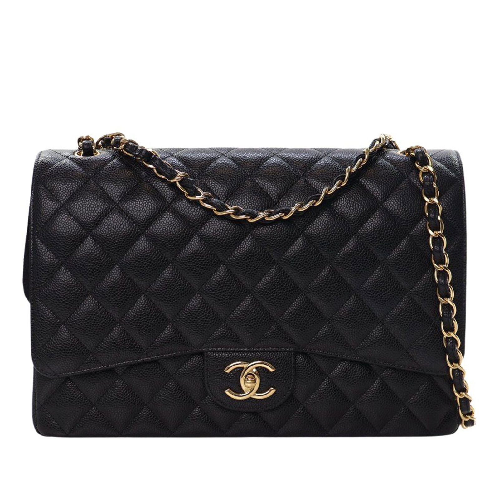 Chanel Maxi Double Flap Black Caviar Leather Shoulder Bag (1 of 14)
