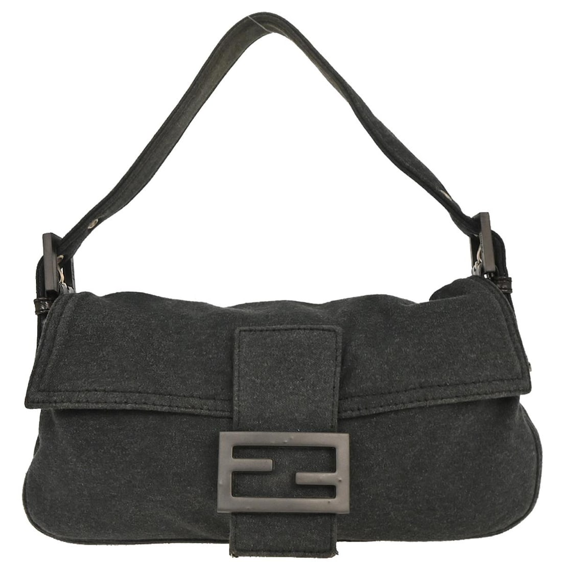Fendi Baguette Gray Wool Handbag 2321.26424.099 Silver Hardware: Fendi Baguette Gray Wool Handbag 2321.26424.099 Silver Hardware This stylish Fendi Gray Wool Baguette Handbag is perfect for casual occasions. The handbag features a gray cotton exterior accented with