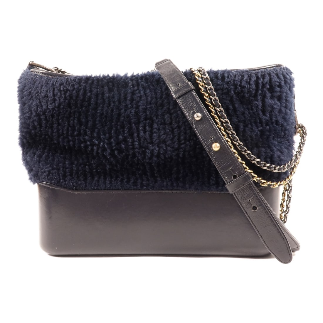 CHANEL Gabrielle Medium Navy Calfskin Leather Chain Shoulder Bag (1 of 18)